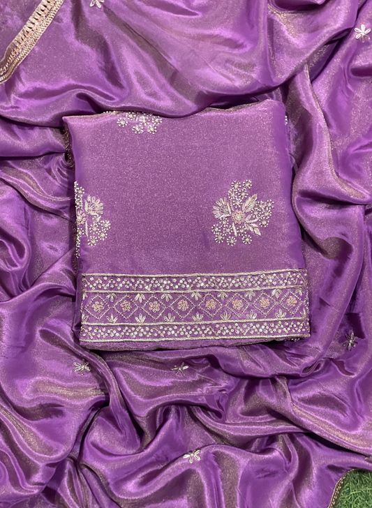FS321 | Purple shimmer suit | All over |  Shimmer Suit | Party Wear | Wedding | Jaggo | Ring Ceremony | Festival |