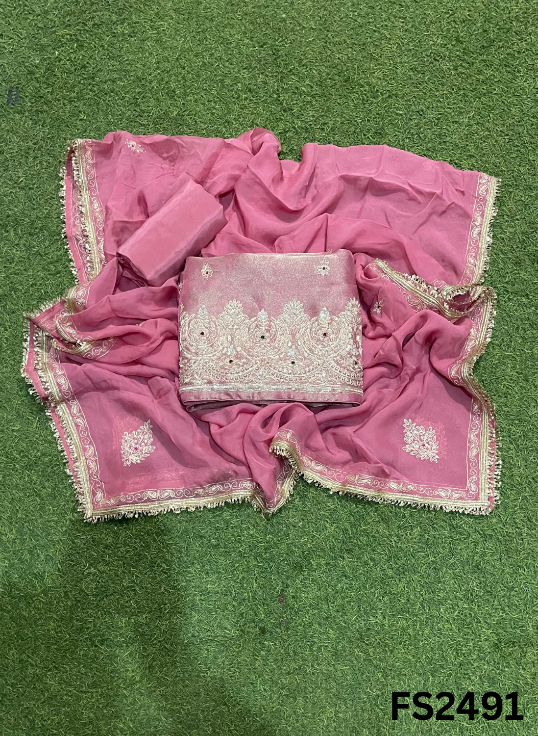 FS2491 | Pink | Shimmer Suit | Party Wear | Wedding | Jaggo | Ring Ceremony |
