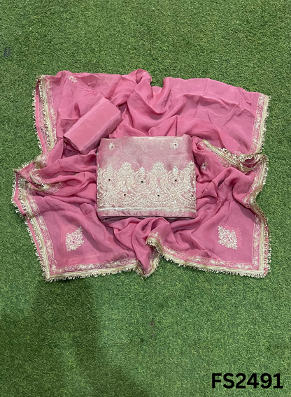 FS2491 | Pink | Shimmer Suit | Party Wear | Wedding | Jaggo | Ring Ceremony |