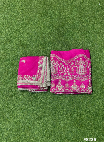 FS236 | Bottle green | Silk Suit | Party Wear | Wedding | Jaggo | Ring Ceremony | Festival |