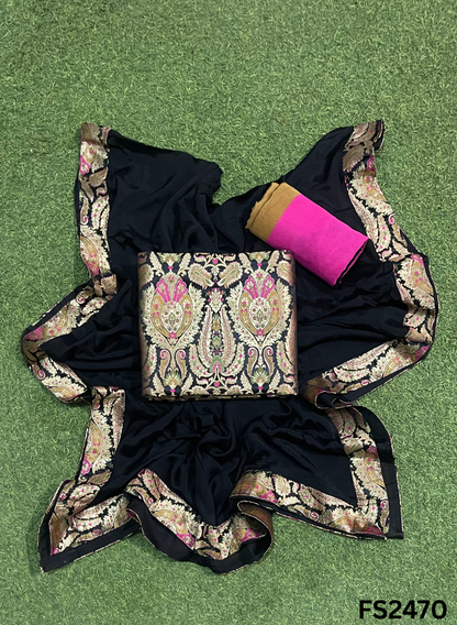 FS2470 | Black | Brocade Suit | Party Wear | Wedding | Ring Ceremony | Festival | Bridal