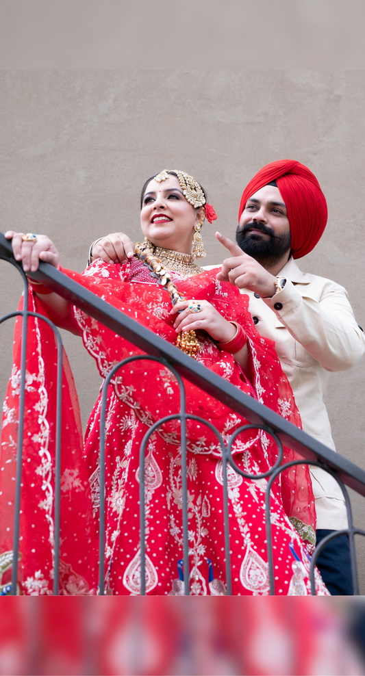 FL107 | Royal Red | Bridal Lehenga |  Raw Silk | Hand Embroidery |  Wedding Day | Designer Bridal Lehenga