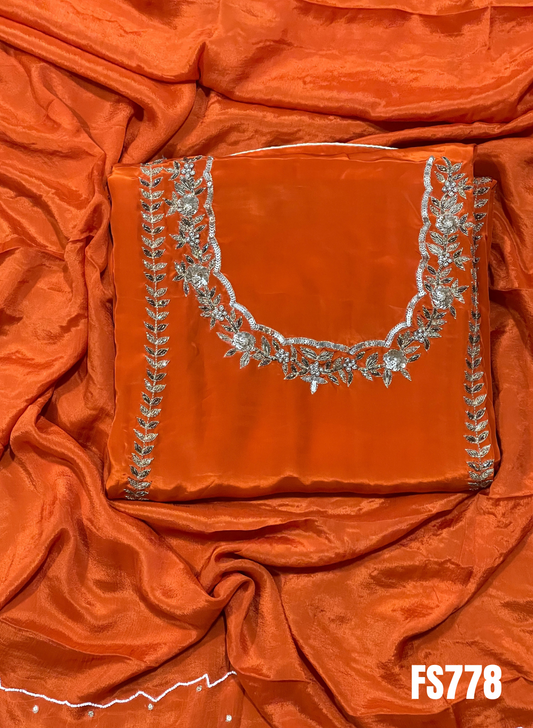 | Rust |Crepe Suit | Wedding | Party Wear | Ring Ceremony | Festival Suit | Allover suit |