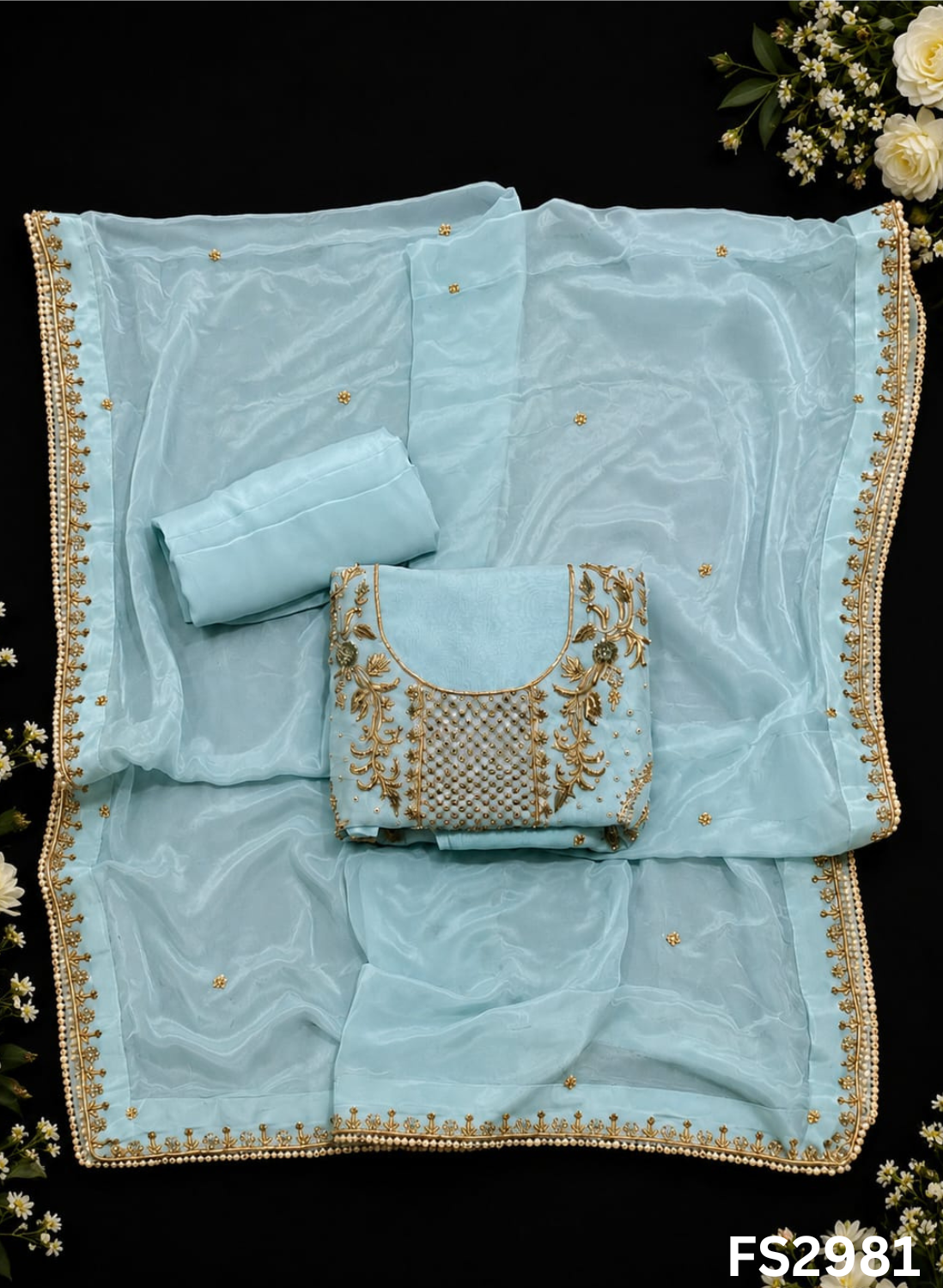 FS2981 | Handmade Bridal Suit | 100% Pure Organza | Pure Kamal Channon  Dupatta | Tamato Red Colour | Party Wear | Wedding Suit | Wedding Wear
