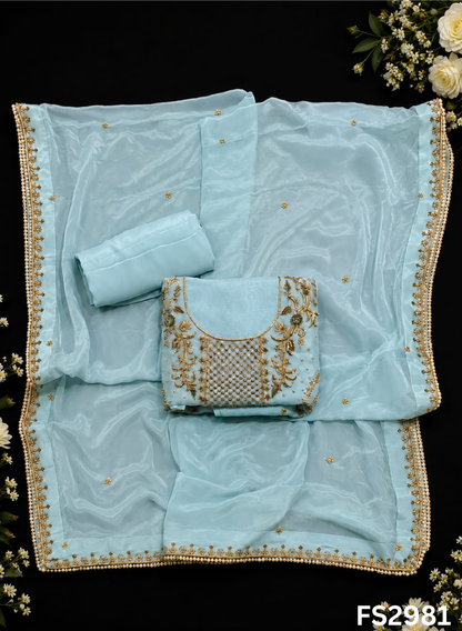FS2981 | Handmade Bridal Suit | 100% Pure Organza | Pure Kamal Channon  Dupatta | Tamato Red Colour | Party Wear | Wedding Suit | Wedding Wear