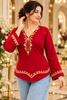 Maroon Georjett Handwork Top with Gold Embroidery | Punjabi Designer Top