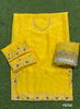 FS714 | Yellow | Satin Crepe  Suit | Party Wear | Wedding | Jaggo | Festival