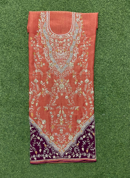 FS162 | Rust |Crush Shimmer Suit | Party Wear | Wedding | Jaggo | Ring Ceremony | Festival |