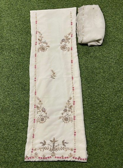 FS769 | Off-White | Georgette Suit | Party Wear | Wedding | Jaggo | Ring Ceremony | Festival |