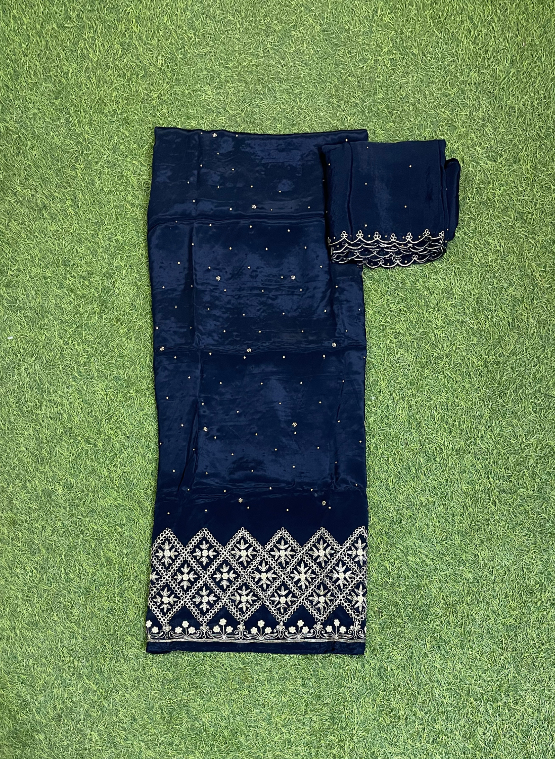 Dark blue Crepe | Crepe Suit | Wedding | Party Wear | Ring Ceremony | Festival Suit | Allover suit | FS469