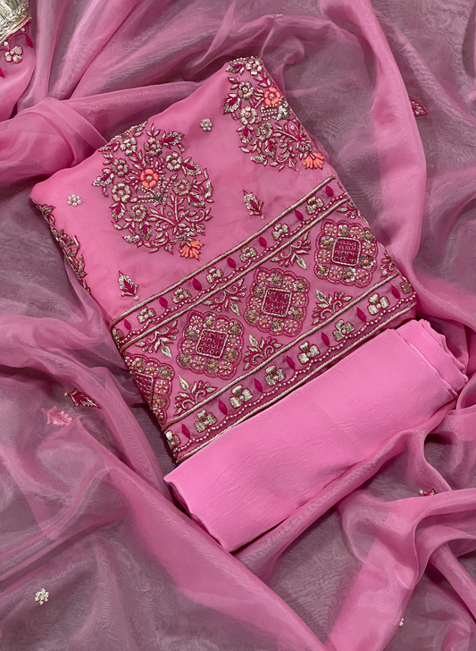 FS334 | Organza Suit| Party Wear | Wedding | Jaggo | Ring Ceremony | Festival | F9IAAA