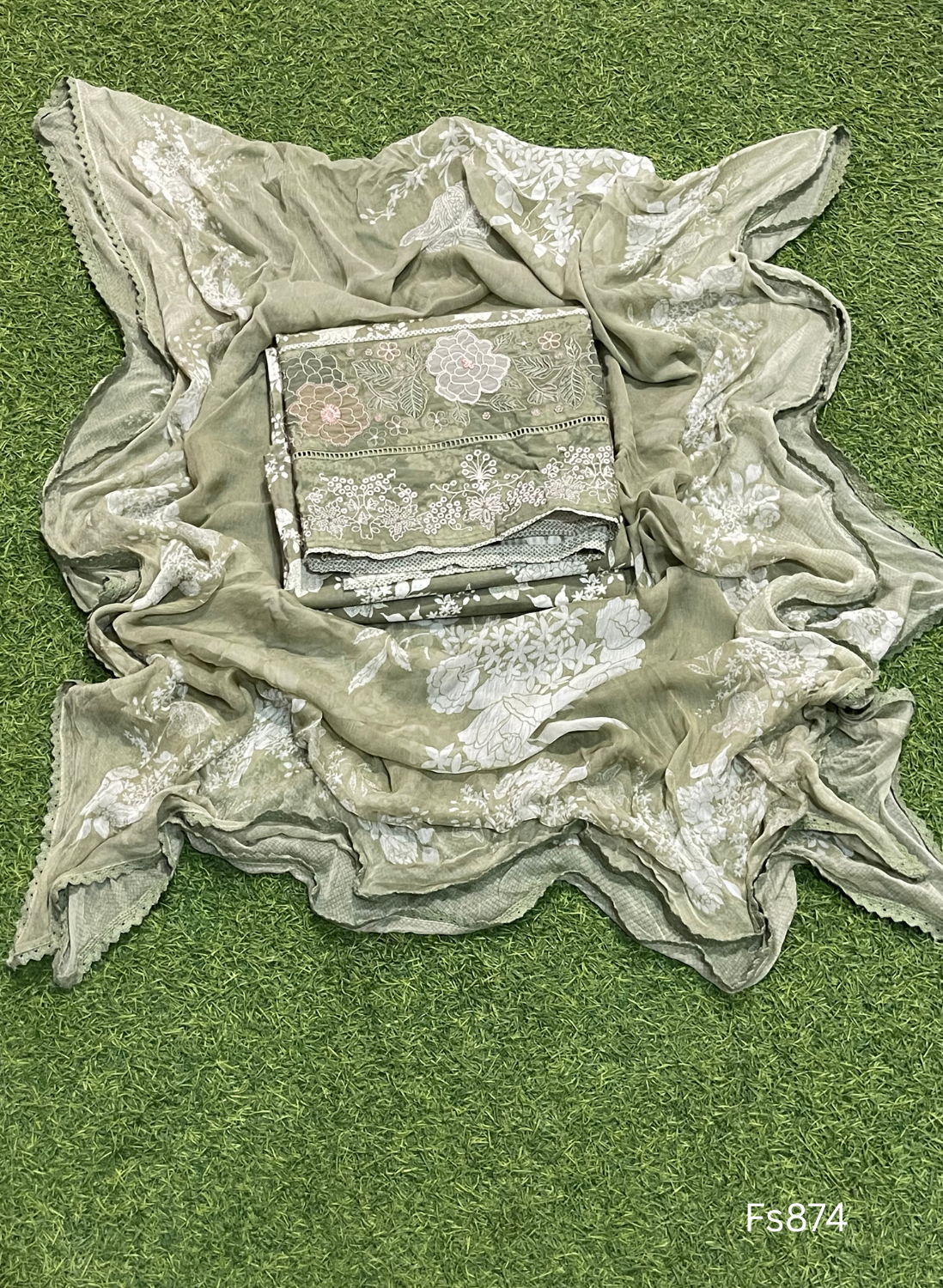Fs874 | Mehndi green | Cotton Suit | Casual wear|  Summer Suits | Regular wear