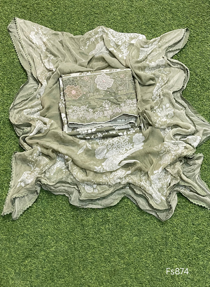Fs874 | Mehndi green | Cotton Suit | Casual wear|  Summer Suits | Regular wear