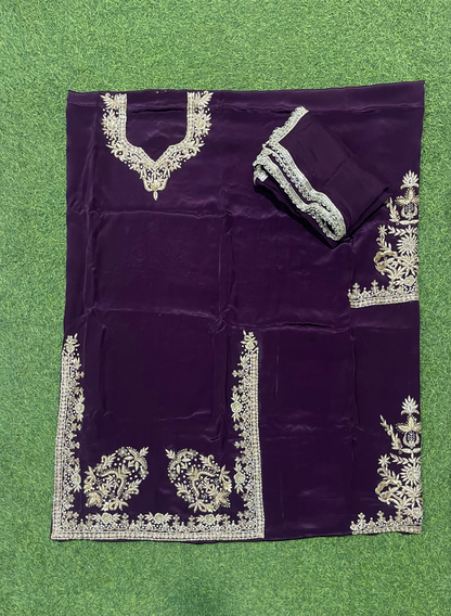 Dark Purple |  Crepe | Crepe Suit | Wedding | Party Wear | Ring Ceremony | Festival Suit | Allover suit| FS197