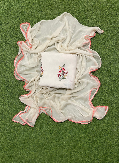 Cream | Muslin Cotton Suit | Casual wear| Summer Suits | Regular wear | FS753
