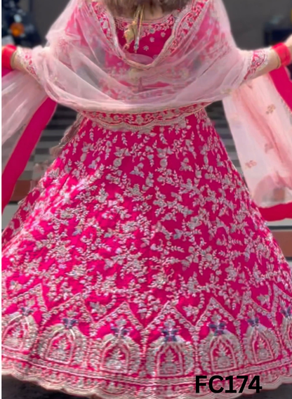FC174 |  Navneet |Made To Order (35-45 Days  ) |  Raw Silk  Lehenga | Hot Pink   | Bridal Lehenga   | Party Wear | Wedding | Festival | Celebrity | Ring Ceremony
