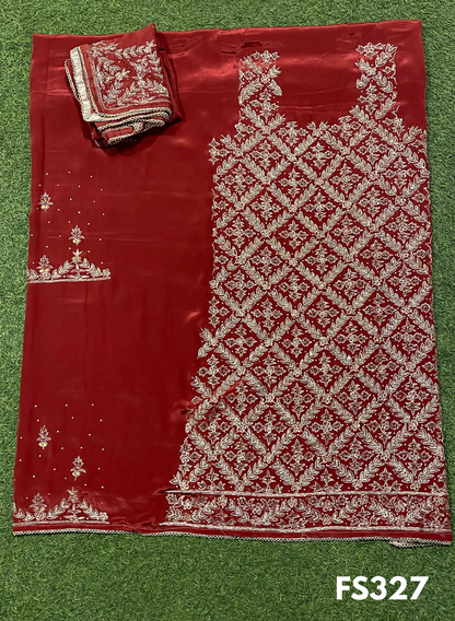 FS327 | Mehroon | Crepe Suit | Wedding | Party Wear | Ring Ceremony | Festival Suit | Allover suit | F9FFAA