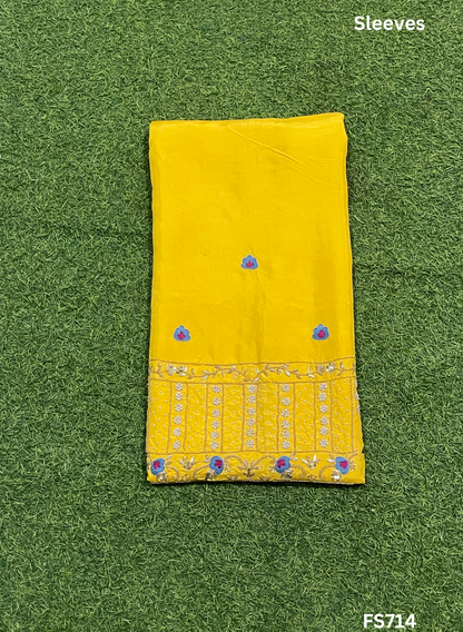 FS714 | Yellow | Raw Silk Suit | Party Wear | Wedding | Jaggo | Festival