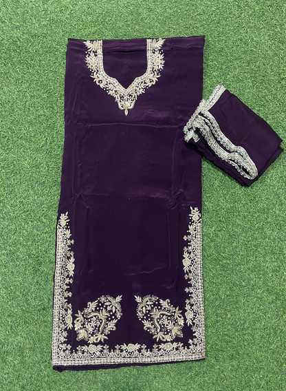 Dark Purple |  Crepe | Crepe Suit | Wedding | Party Wear | Ring Ceremony | Festival Suit | Allover suit| FS197