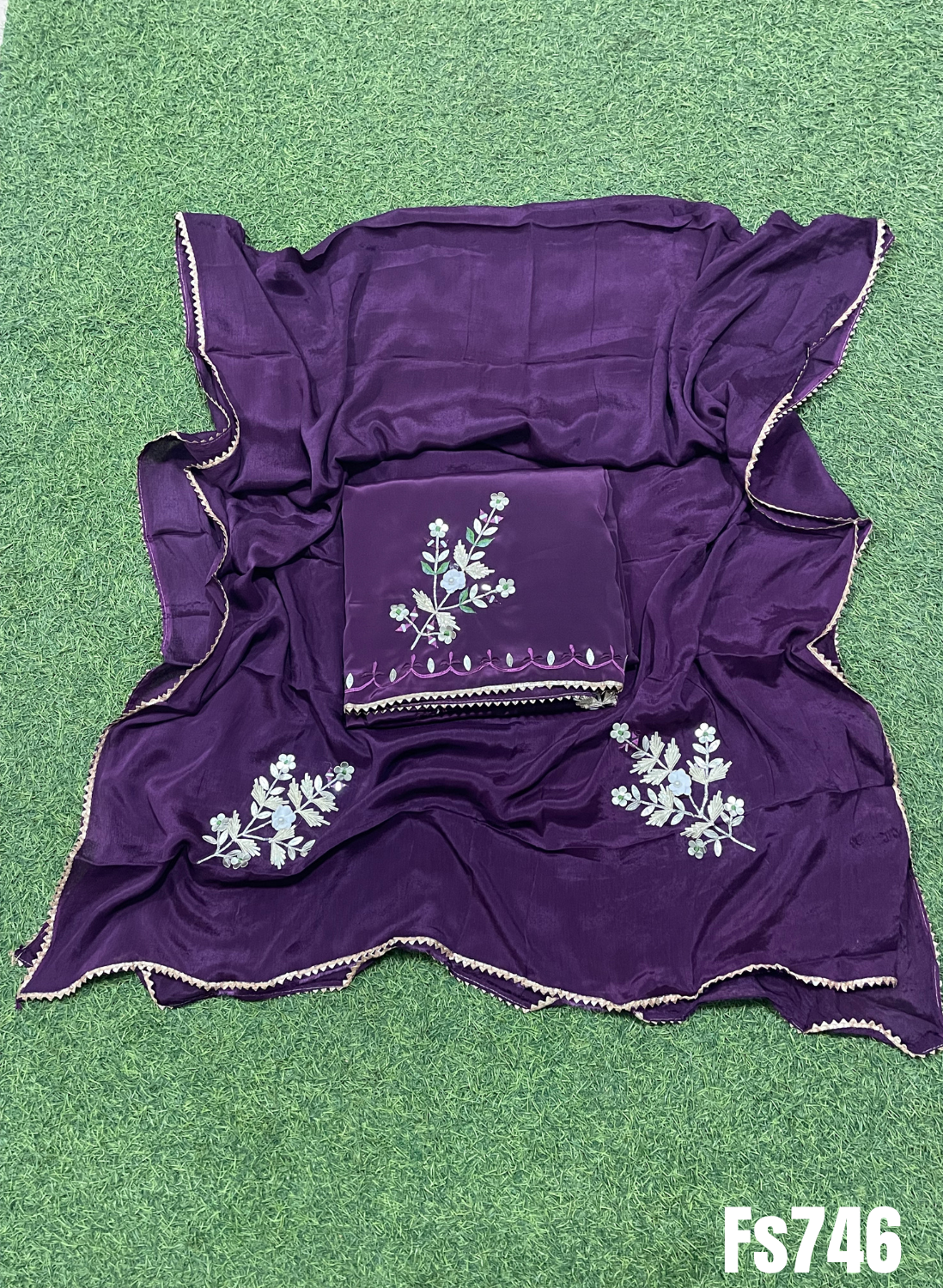 | Purple | Crepe Suit | Wedding | Party Wear | Ring Ceremony | Festival Suit | Allover suit |