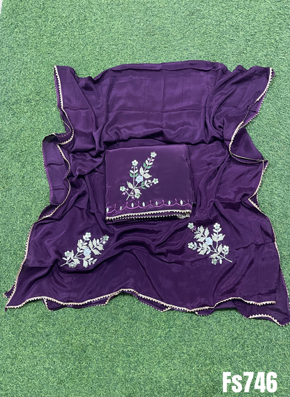 | Purple | Crepe Suit | Wedding | Party Wear | Ring Ceremony | Festival Suit | Allover suit |