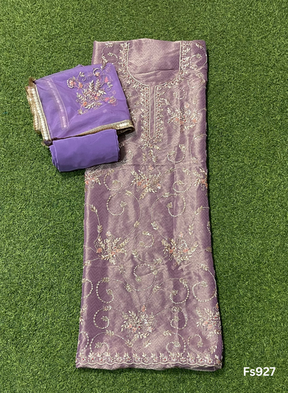 FS927 | Light Purple Shimmer Suit | Party Wear | Wedding | Jaggo | Ring Ceremony | Festival