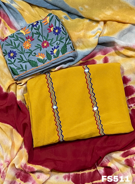 FS511 | Mustered | Georgette Suit | Party Wear | Wedding | Jaggo | Ring Ceremony | Festival |