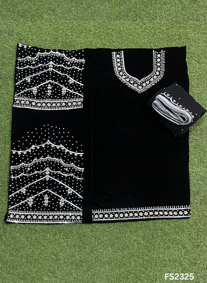 FS2325 | Black | Velvet | Kurti-lehnga |&nbsp; Party Wear | Wedding | Jaggo | Festival