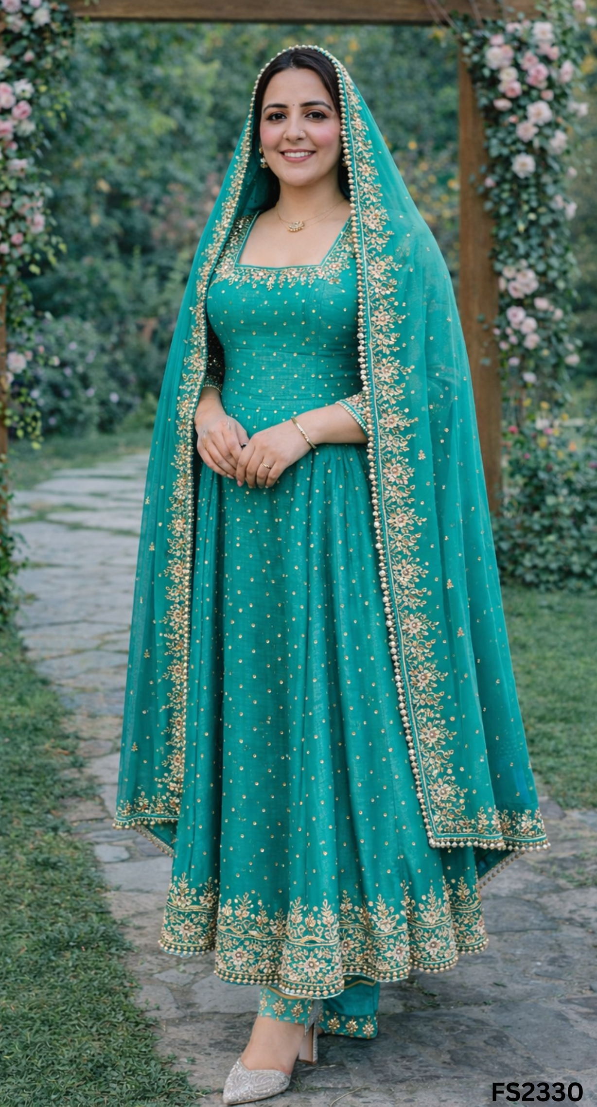 FS2330 | Silk | Anarkali | Semi-Stich | Party Wear | Wedding | Jaggo | Ring Ceremony | Festival| FS2330