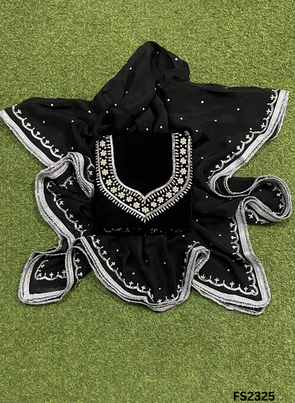 FS2325 | Black | Velvet | Kurti-lehnga |&nbsp; Party Wear | Wedding | Jaggo | Festival