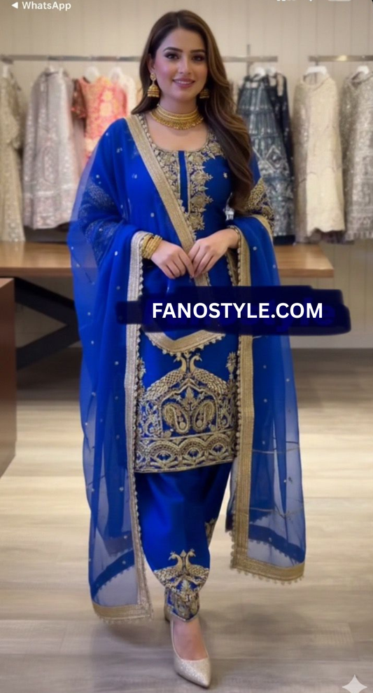 FS2401 | Royal blue | Crepe Silk  Suit | Wedding | Party Wear | Ring Ceremony | Festival Suit|