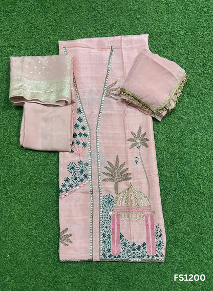 FS1200 | Baby-pink | Jacket style | Raw Sik Suit | Party Wear | Wedding | Jaggo | Ring Ceremony | Festival