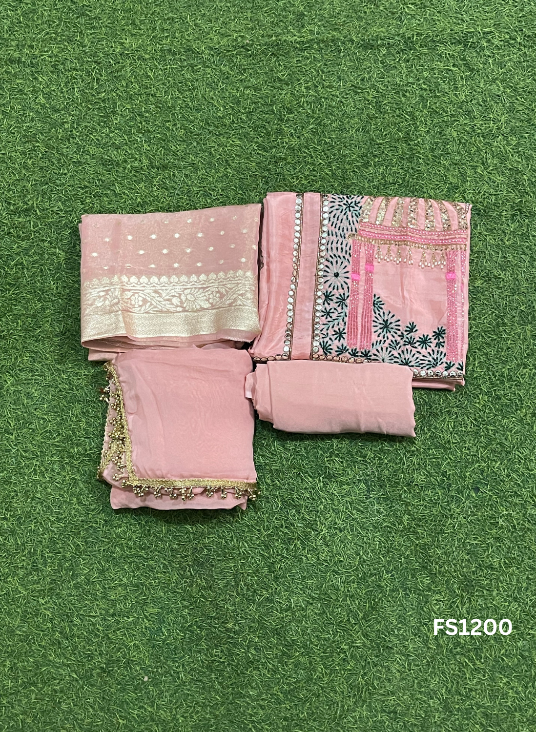 FS1200 | Baby-pink | Jacket style | Raw Sik Suit | Party Wear | Wedding | Jaggo | Ring Ceremony | Festival