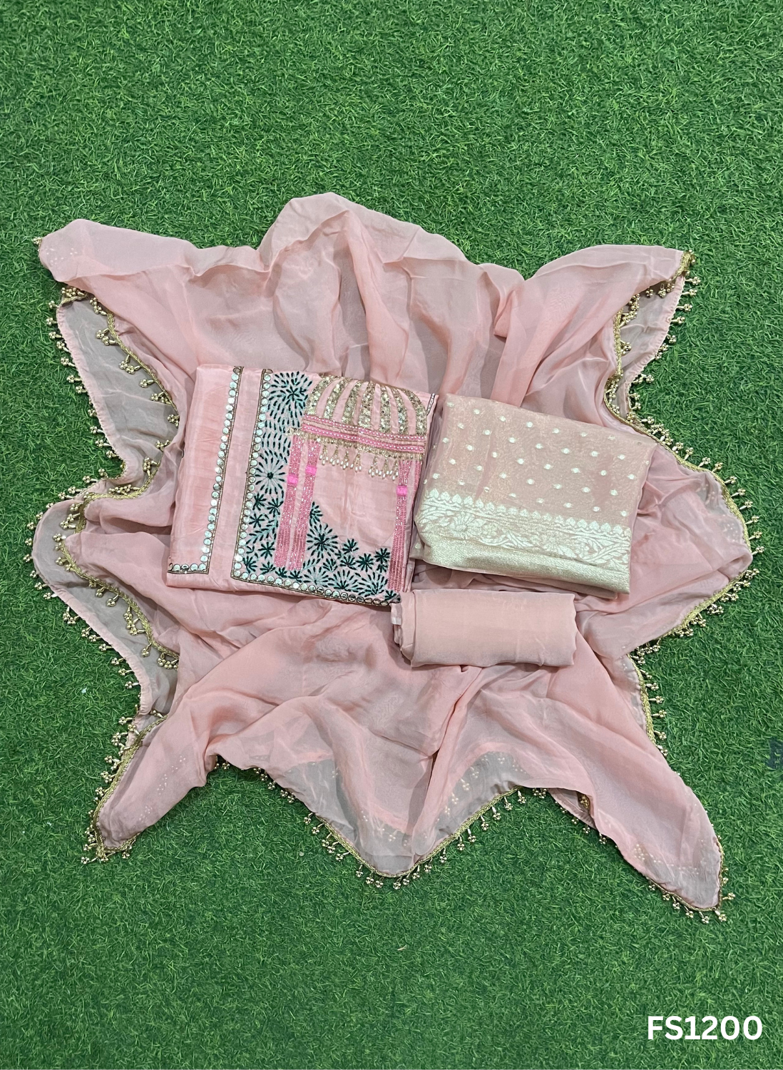 FS1200 | Baby-pink | Jacket style | Raw Sik Suit | Party Wear | Wedding | Jaggo | Ring Ceremony | Festival