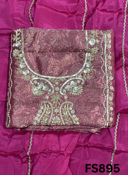 FS895| Navy Blue | Banarasi Silk Suit| Party Wear | Wedding | Jaggo | Ring Ceremony | Festival |