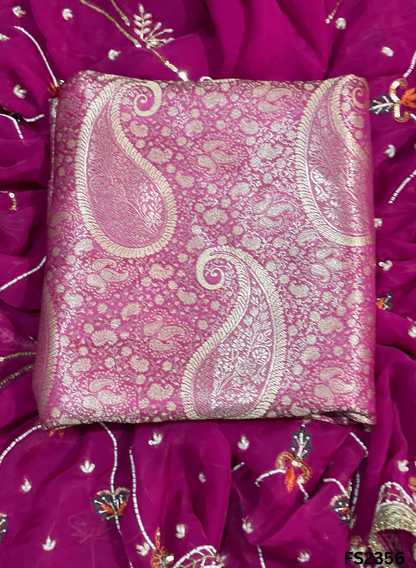 FS2356 | Hot-Pink | Banarsi Silk Suit | Party Wear | Wedding | Ring Ceremony | Festival | Bridal
