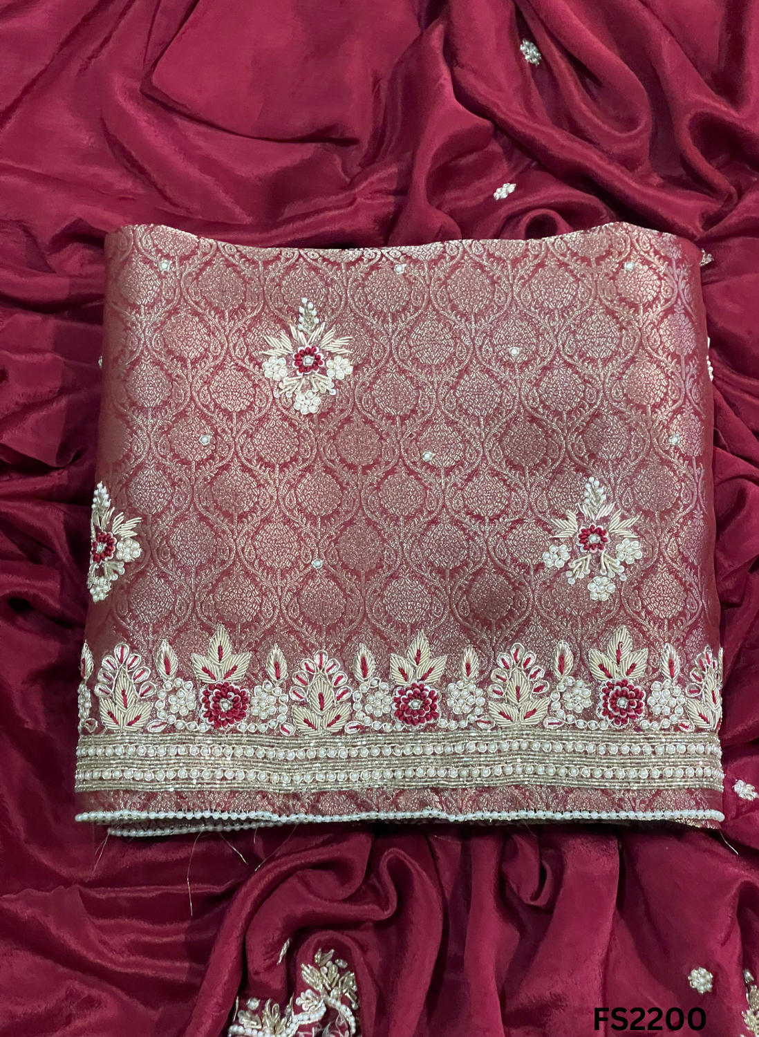 FS2200 | Mehroon | Banarsi Shimmer Suit | Party Wear | Wedding | Jaggo | Ring Ceremony | Festival
