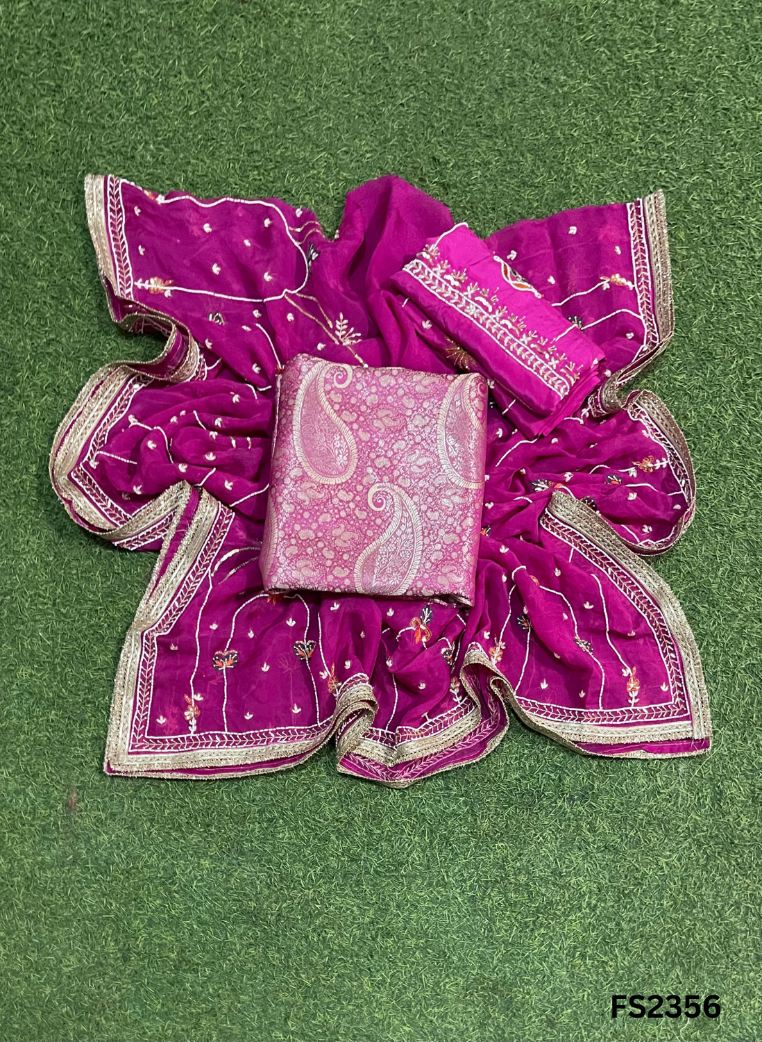 FS2356 | Hot-Pink | Banarsi Silk Suit | Party Wear | Wedding | Ring Ceremony | Festival | Bridal