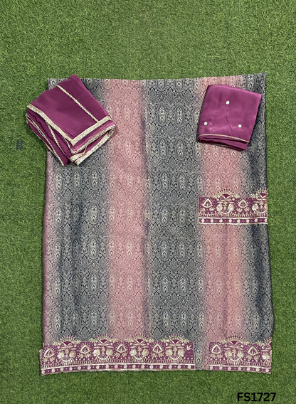 FS1727 | Banarsi Shimmer Suit | Party Wear | Wedding | Jaggo | Ring Ceremony | Festival