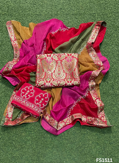 FS1511| Multi-Color | Banarsi Silk Suit | Party Wear | Wedding | Ring Ceremony | Festival | Bridal |