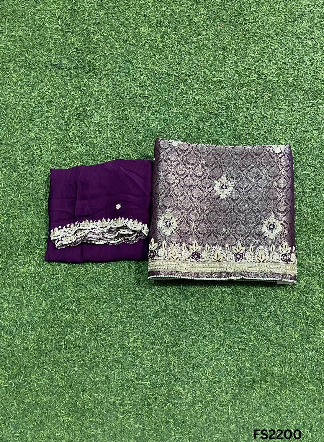FS2200 | Mehroon | Banarsi Shimmer Suit | Party Wear | Wedding | Jaggo | Ring Ceremony | Festival