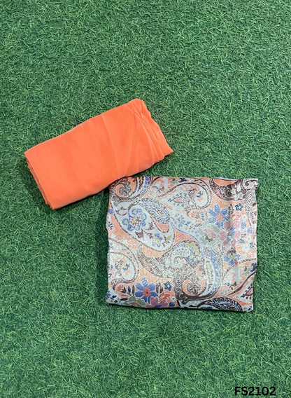 FS2102 | Banarasi Silk Suit | Party Wear | Wedding | Jaggo | Ring Ceremony | Festival | F9DFAA