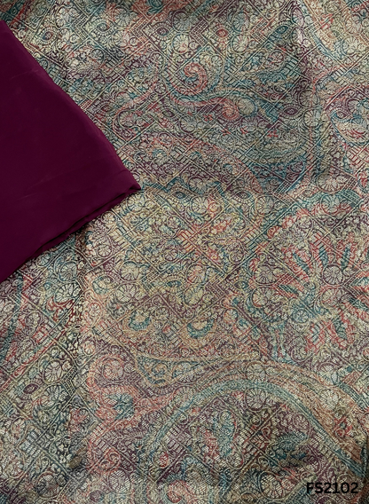 FS2102 | Banarasi Silk Suit | Party Wear | Wedding | Jaggo | Ring Ceremony | Festival | F9DFAA