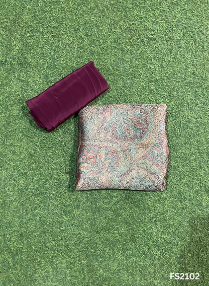 FS2102 | Banarasi Silk Suit | Party Wear | Wedding | Jaggo | Ring Ceremony | Festival | F9DFAA