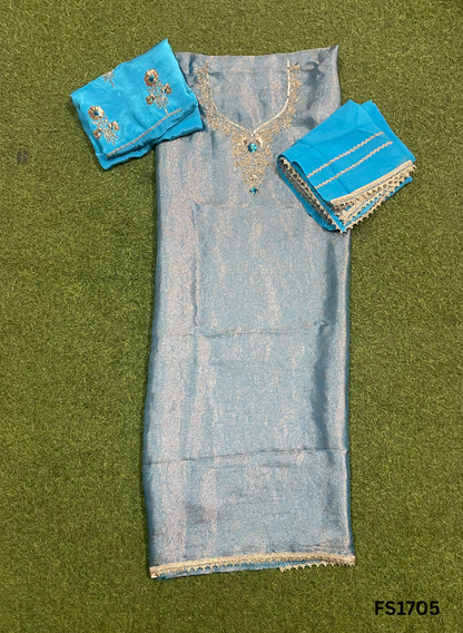 FS1705 | Firozi | Banarsi | Silk Suit | Party Wear | Wedding | Ring Ceremony | Festival | Bridal|
