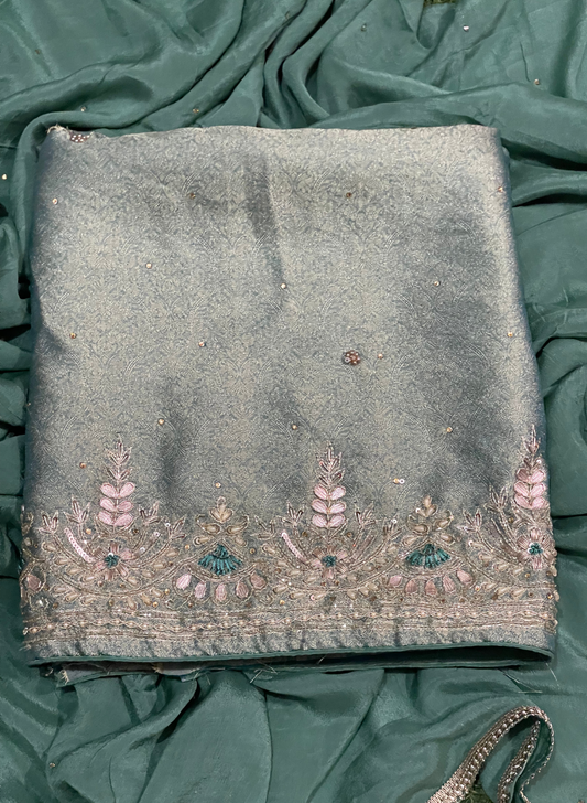 FS2409 | Sea-Green  | Banarsi Silk Suit | Party Wear | Wedding | Ring Ceremony | Festival | Bridal|