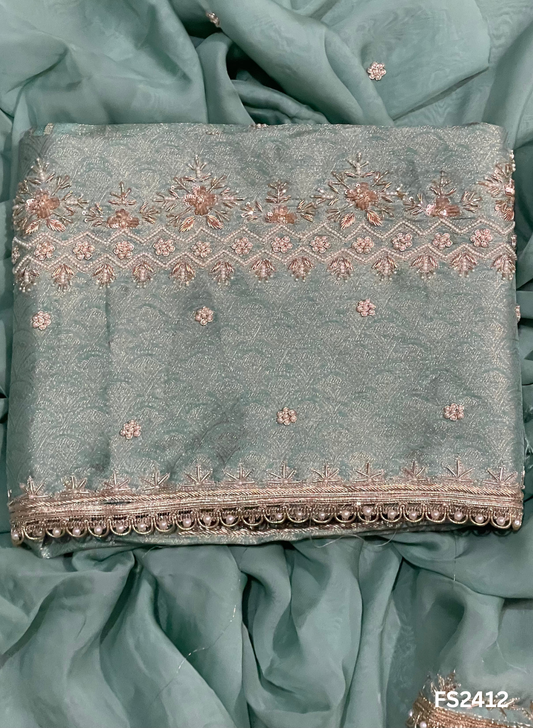 FS2412 | Banarsi Silk Suit | Party Wear | Wedding | Ring Ceremony | Festival | Bridal| F9FFAA