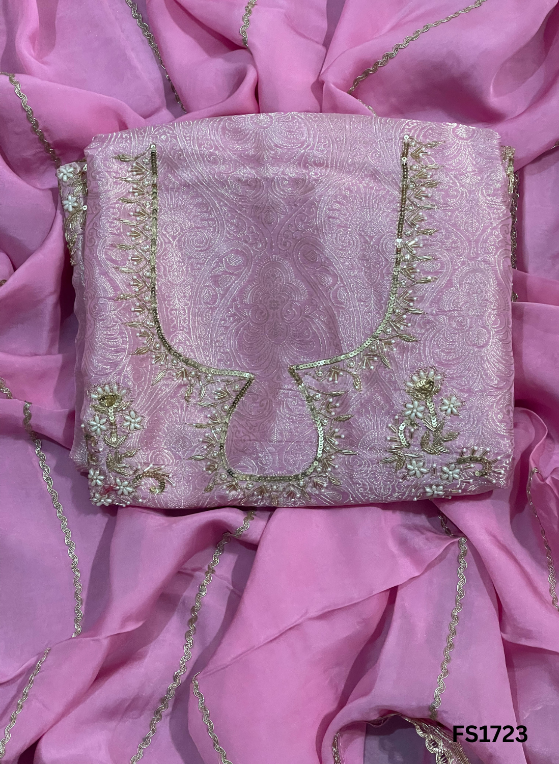 FS1723 | Banarsi Shimmer Suit | Party Wear | Wedding | Jaggo | Ring Ceremony | Festival