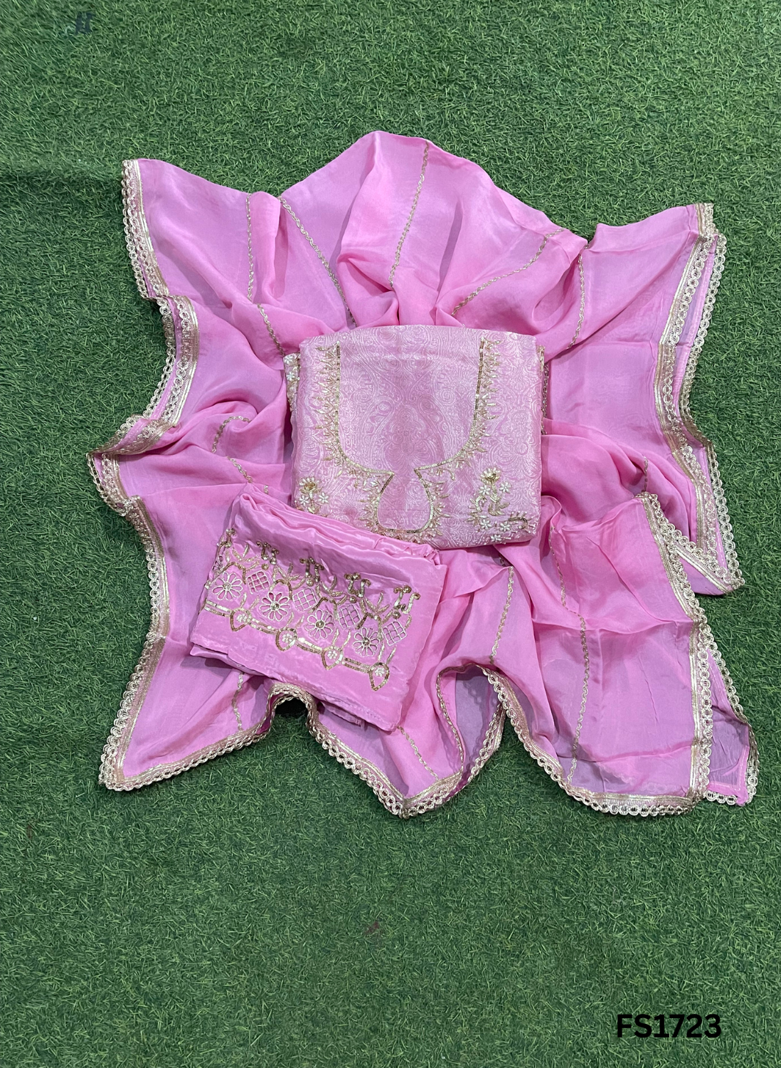 FS1723 | Banarsi Shimmer Suit | Party Wear | Wedding | Jaggo | Ring Ceremony | Festival