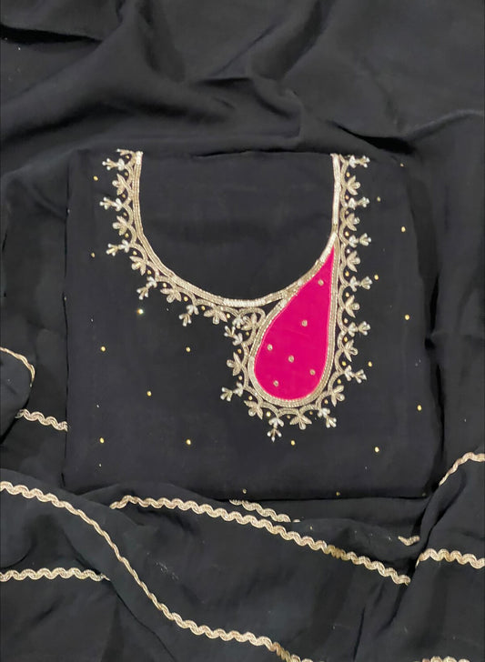 Black Organza Suit | Party Wear | Wedding | Jaggo | Ring Ceremony | FS252